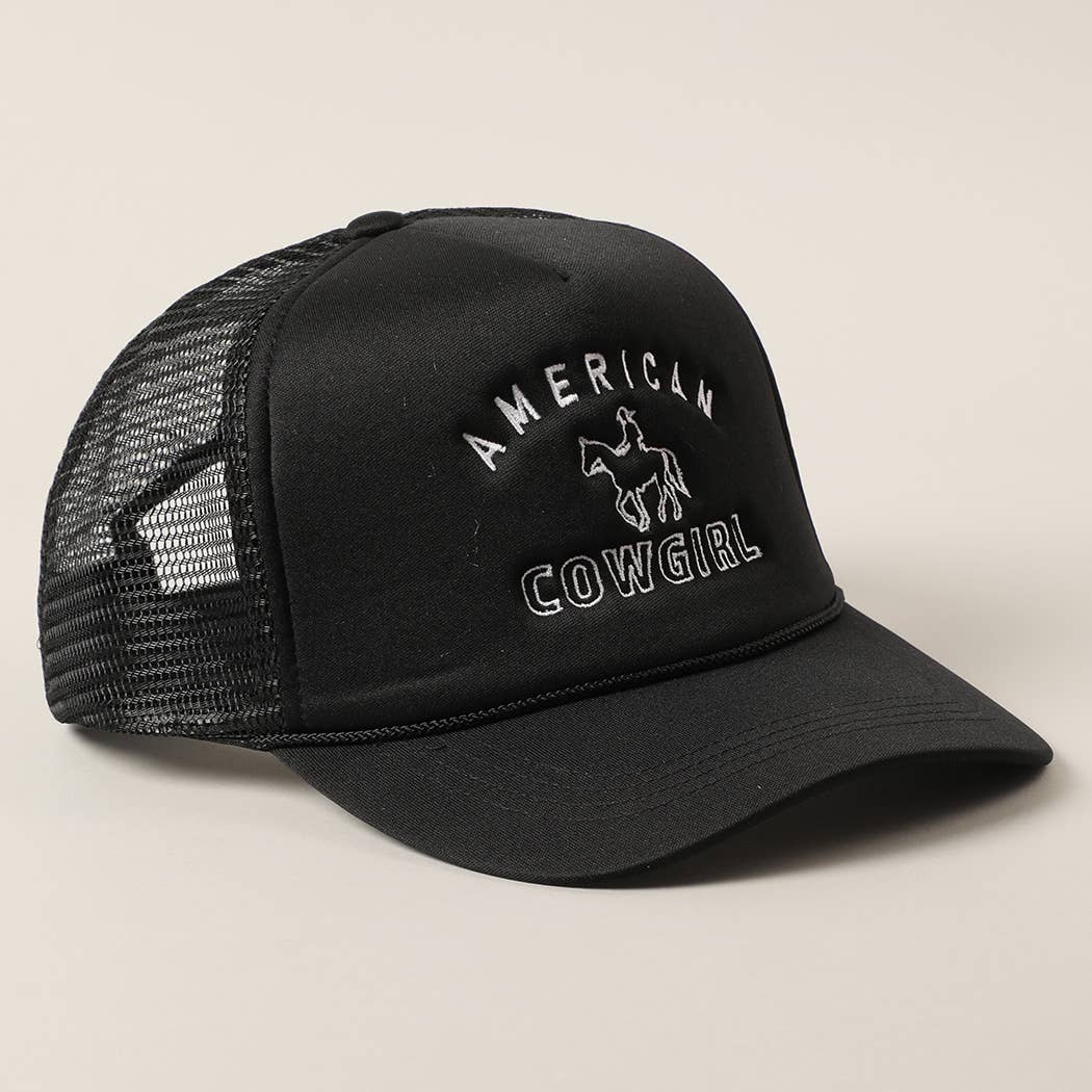 American Cowgirl Embroidered Trucker Hat