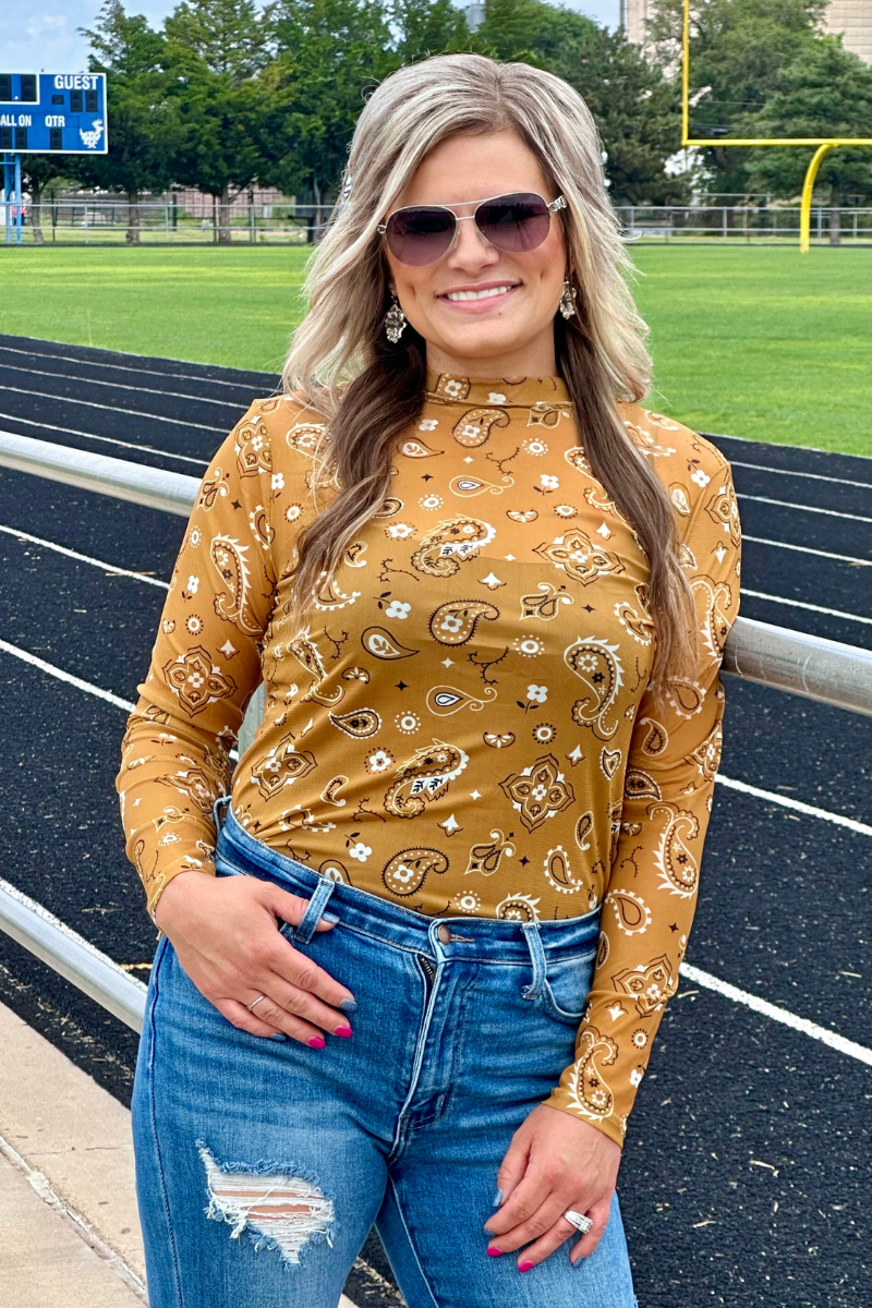 Bandana Babe Mustard Mesh Shirt