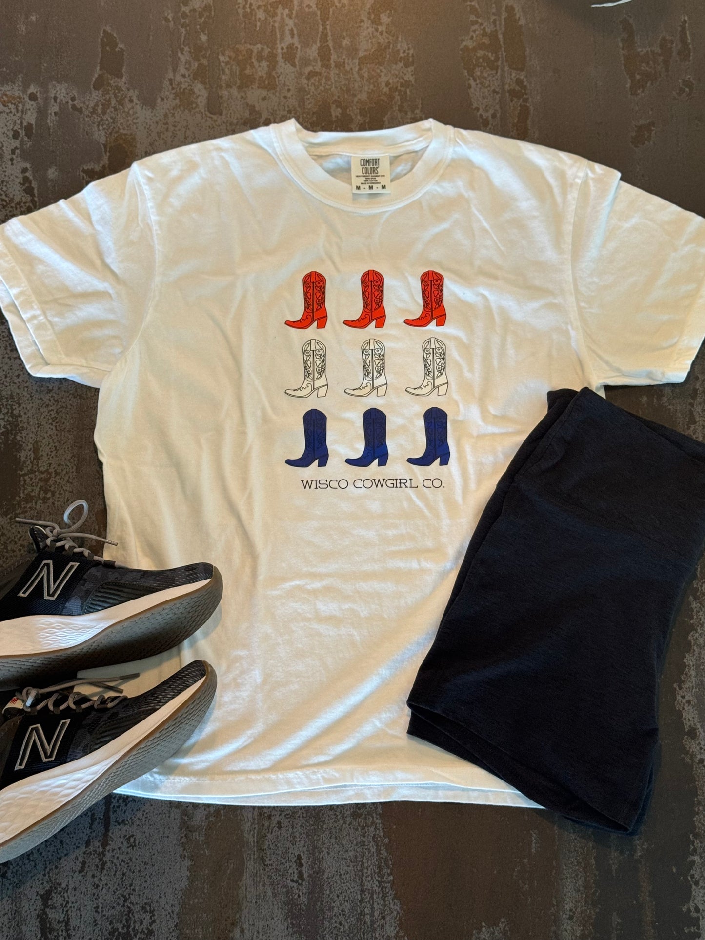 Red, White and Boots Full Length Tee