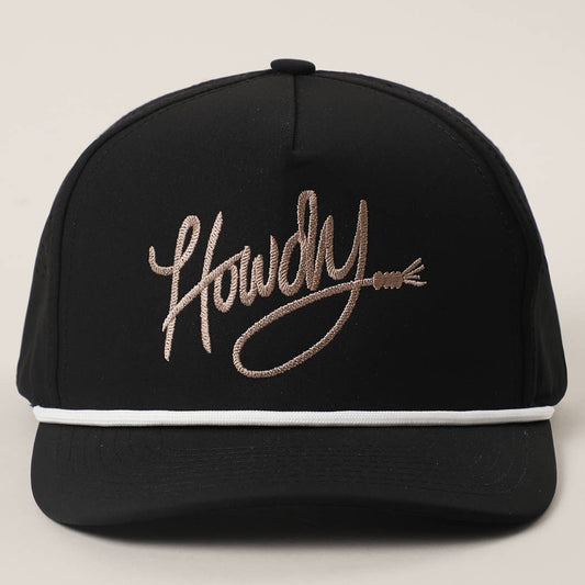 Howdy Embroidered Rope Hat