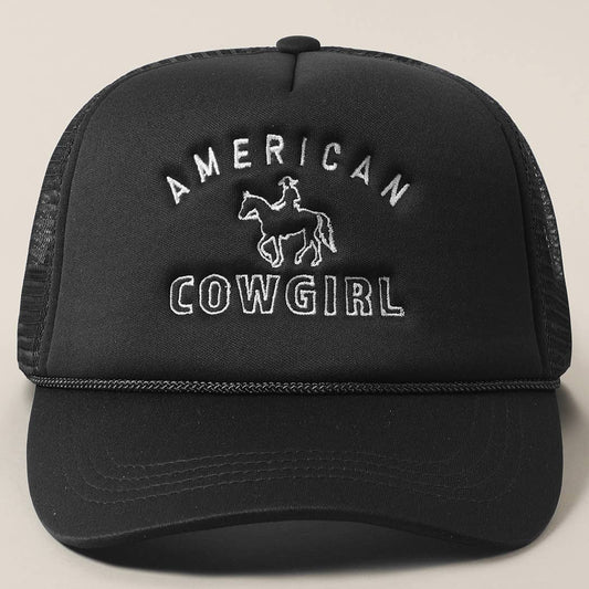 American Cowgirl Embroidered Trucker Hat